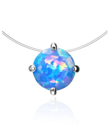Invisible Necklace With Chameleon Synthetic Opal In Silver The Aurora, image 
