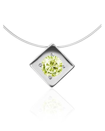 Minimalistic Fishing Line Necklace With Citrus Colored Crystal The Aurora, image 