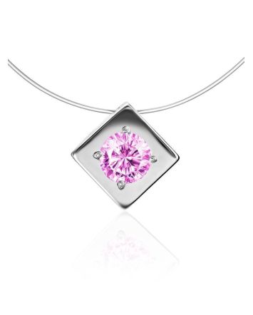 Fishing Line Necklace With Pink Crystal Pendant The Aurora, image 