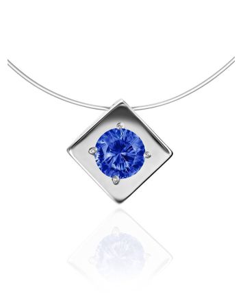 Invisible Necklace With Blue Crystal Pendant The Aurora, image 