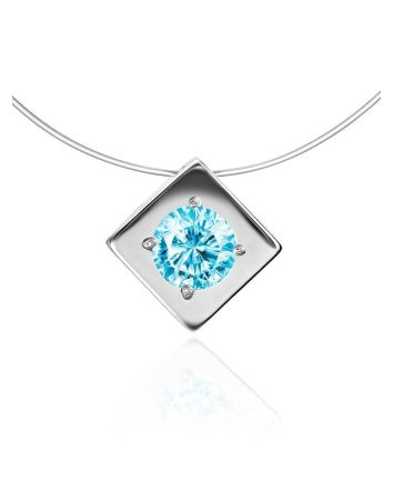 Stylish Fishing Line Necklace With Light Blue Crystal The Aurora, image 
