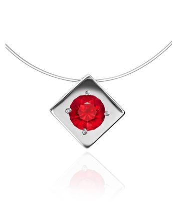 Invisible Necklace With Red Crystal Pendant The Aurora, image 