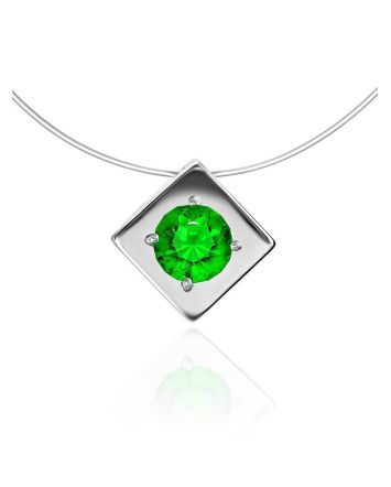 Invisible Necklace With Green Crystal Pendant The Aurora, image 