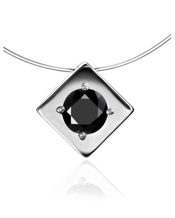 Invisible Necklace With Black Crystal Pendant The Aurora, image 