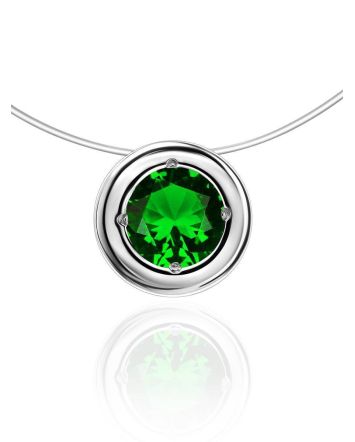 Invisible Chain Necklace With Green Crystal The Aurora, image 