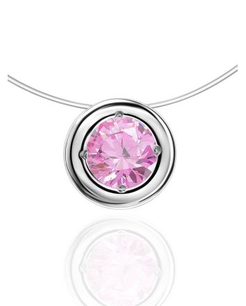 Invisible Chain Necklace With Pink Crystal Pendant The Aurora, image 