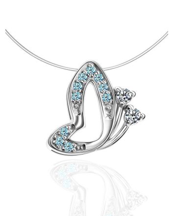 Invisible Necklace With Silver Butterfly Pendant The Aurora, image 