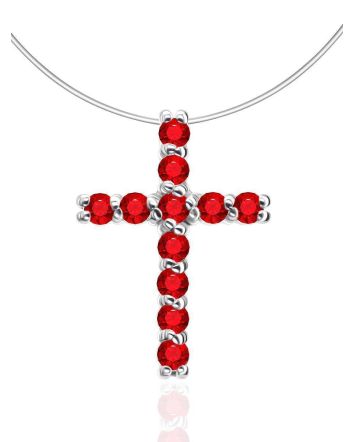 Invisible Necklace With Crystal Cross Pendant The Aurora, image 