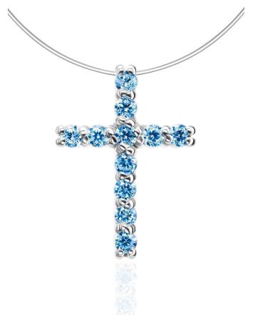 Invisible Necklace With Crystal Cross Pendant The Aurora, image 