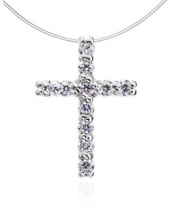 Invisible Necklace With Crystal Cross Pendant The Aurora, image 