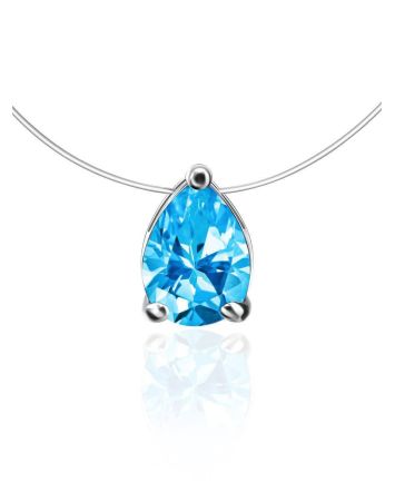 Invisible Necklace With Light Blue Drop Crystal The Aurora, image 
