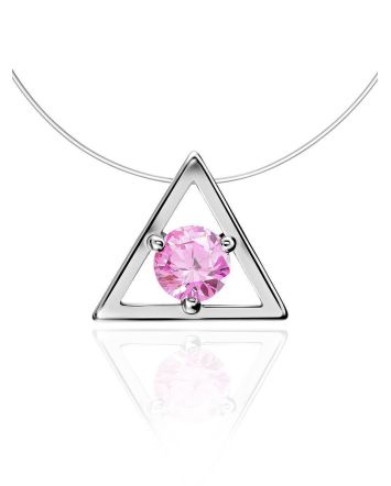 Invisible Necklace With Pink Crystal The Aurora, image 