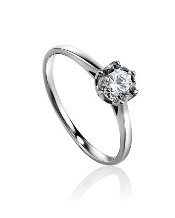 Iridescent Crystal Centerpiece Ring In Silver, Ring Size: 6 / 16.5, image 
