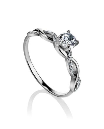 Vintage Inspired Silver Ring With White Crystals, Ring Size: 5 / 15.5, image 