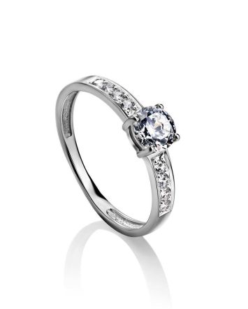 Elegant Channel Set Crystal Ring In Silver, Ring Size: 6.5 / 17, image 