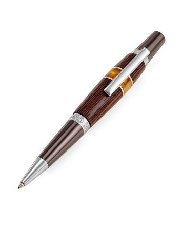 Handcrafted Wooden Ball Pen With Natural Amber, image 