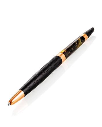 Stylish Wooden Ball Pen With Textured Green Amber, image 