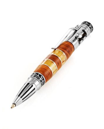 Amazing Wooden Ball Pen With Honey Amber, image 