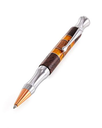 Handcrafted Wenge Wood Ball Pen With Natural Amber, image 