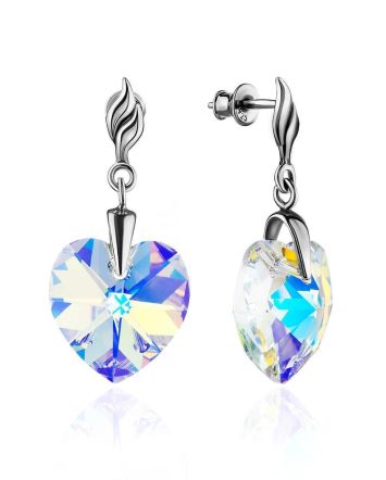 Bold Crystal Heart Dangle Earrings The Fame, image 
