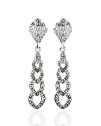 Sterling Silver Dangles With Black Marcasites The Lace, image 