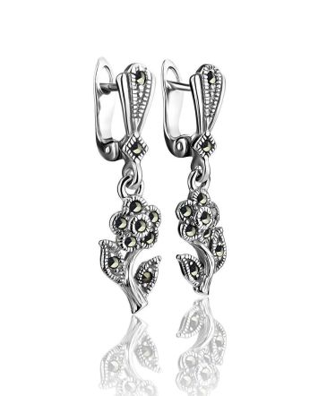 Silver Floral Dangles With Marcasites The Lace, image 