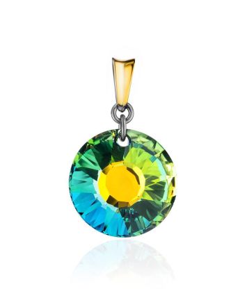 Round Crystal Pendant In Gold Plated Silver The Fame, image 