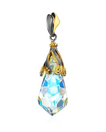 Crystal Teardrop Pendant In Gold Plated Silver The Fame, image 