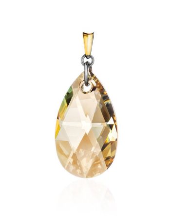 Bold Crystal Pendant In Gold Plated Silver The Fame, image 