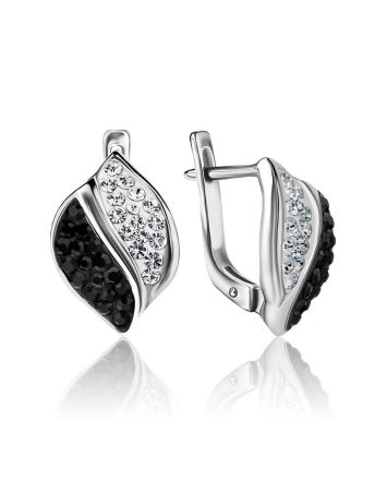 Black And White Crystal Silver Earrings The Eclat, image 