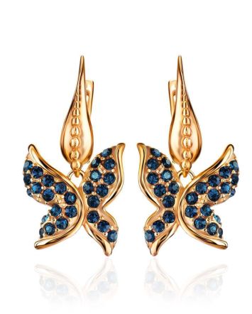 Gold-Plated Dangles With Dark Blue Crystals The Jungle, image 