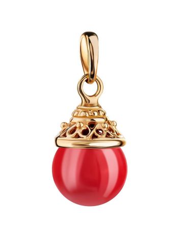 Gold-Plated Pendant With Reconstructed Coral, image 