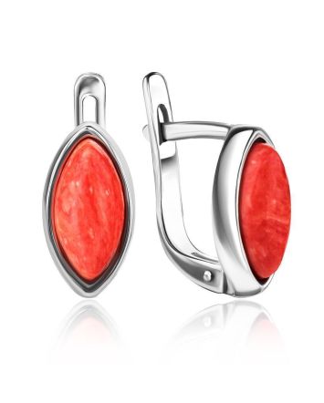 Reconstructed Coral Latch Back Earrings In Sterling Silver The Amaranth, image 