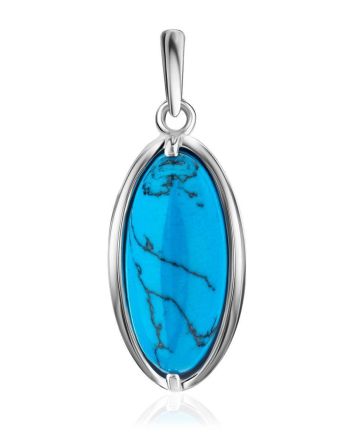 Oval Reconstructed Turquoise Pendant In Sterling Silver, image 