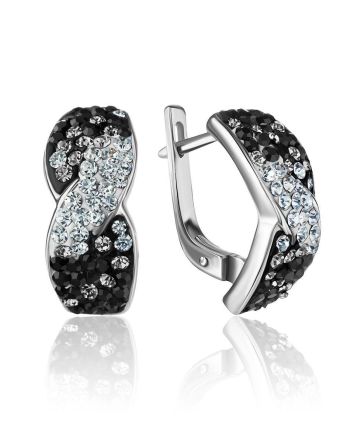 Black And White Crystal Earrings In Silver The Eclat, image 