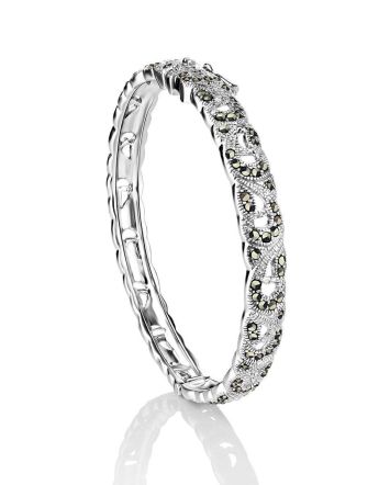 Silver Hinged Bangle With Marcasites The Lace, image 
