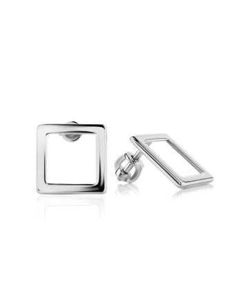 Square Silver Stud Earrings The Astro, image 