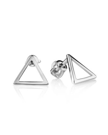 Triangle Silver Stud Earrings The Astro, image 