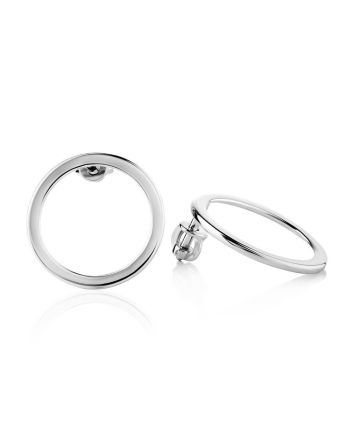 Round Silver Stud Earrings The Astro, image 
