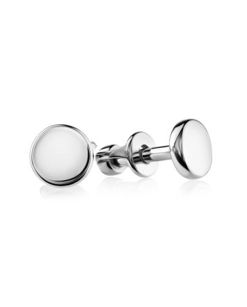 Round Sterling Silver Stud Earrings The Aurora, image 