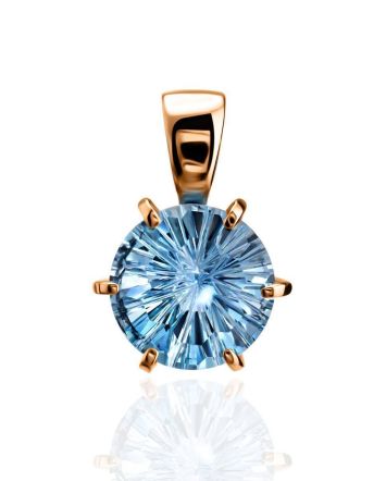 Golden Pendant With Bright Blue Topaz, image 
