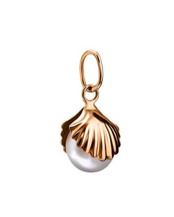 Golden Shell Pendant With Cream Cultured Pearl The Serene, image 