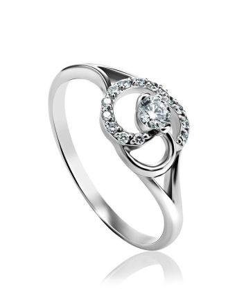 Ornate Golden Ring With White Diamonds, Ring Size: 6.5 / 17, image 