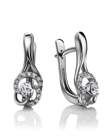 Refined Diamond Earrings In White Gold, image 