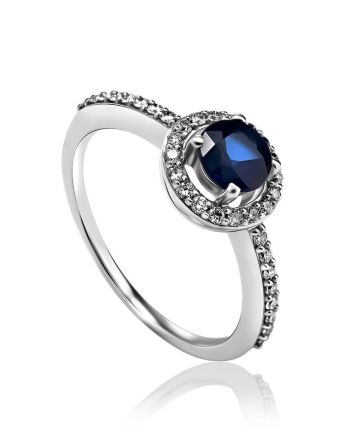Statement White Gold Ring With Blue Sapphire And Diamonds The Mermaid, Ring Size: 6.5 / 17, image 