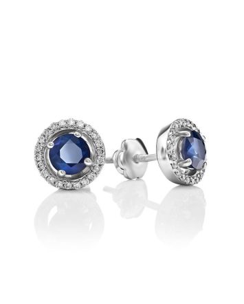 Classy White Gold Studs With Sapphires And Diamonds The Mermaid, image 