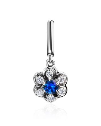 Floral Golden Pendant With Diamond And Blue Sapphire The Mermaid, image 