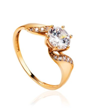 Channel Set Crystal Ring In Gold, Ring Size: 6.5 / 17, image 