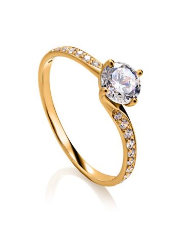 Stunning Golden Ring With Crystals, Ring Size: 6.5 / 17, image 