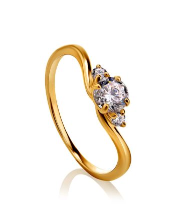 Three Stone Golden Ring, Ring Size: 6 / 16.5, image 